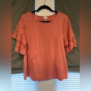 Cupio Coral Lace Angel Sleeve Top, Size Large